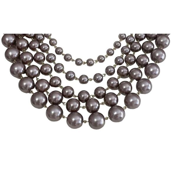 NWT David Aubrey 5 Strand Brown Graduated Beaded Statement Necklace - Picture 2 of 7